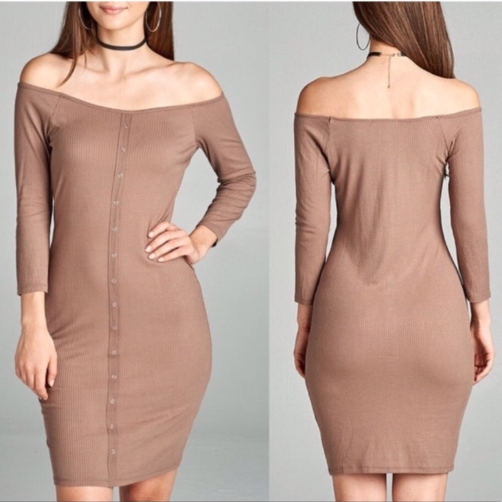 NWT Ribbed Tan Dress - Picture 7 of 9